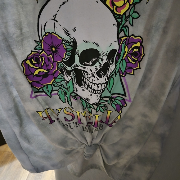 Bludgeon Riffola Ltd. Def Leppard Hysteria Gray Wash Jr Knot Tie Tee Size L - Picture 5 of 5